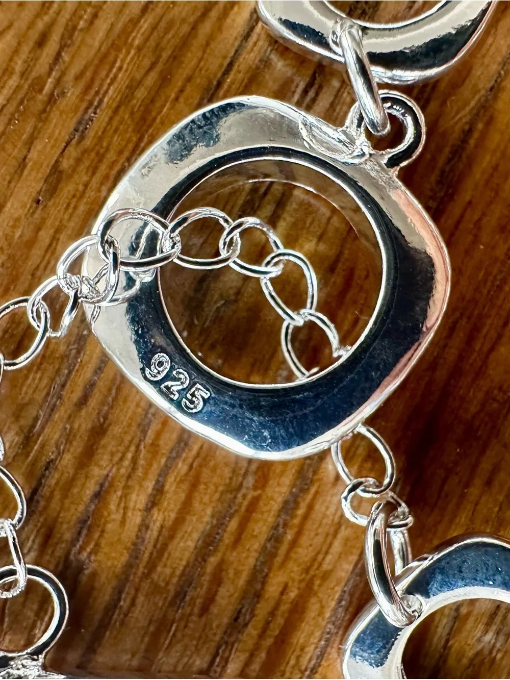 Sterling Silver 925 Open Circle Link Bracelet - 8”